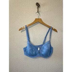 Soma Intimates Lightest Lift Perfect Coverage Light Blue Floral Lace Bra 36D